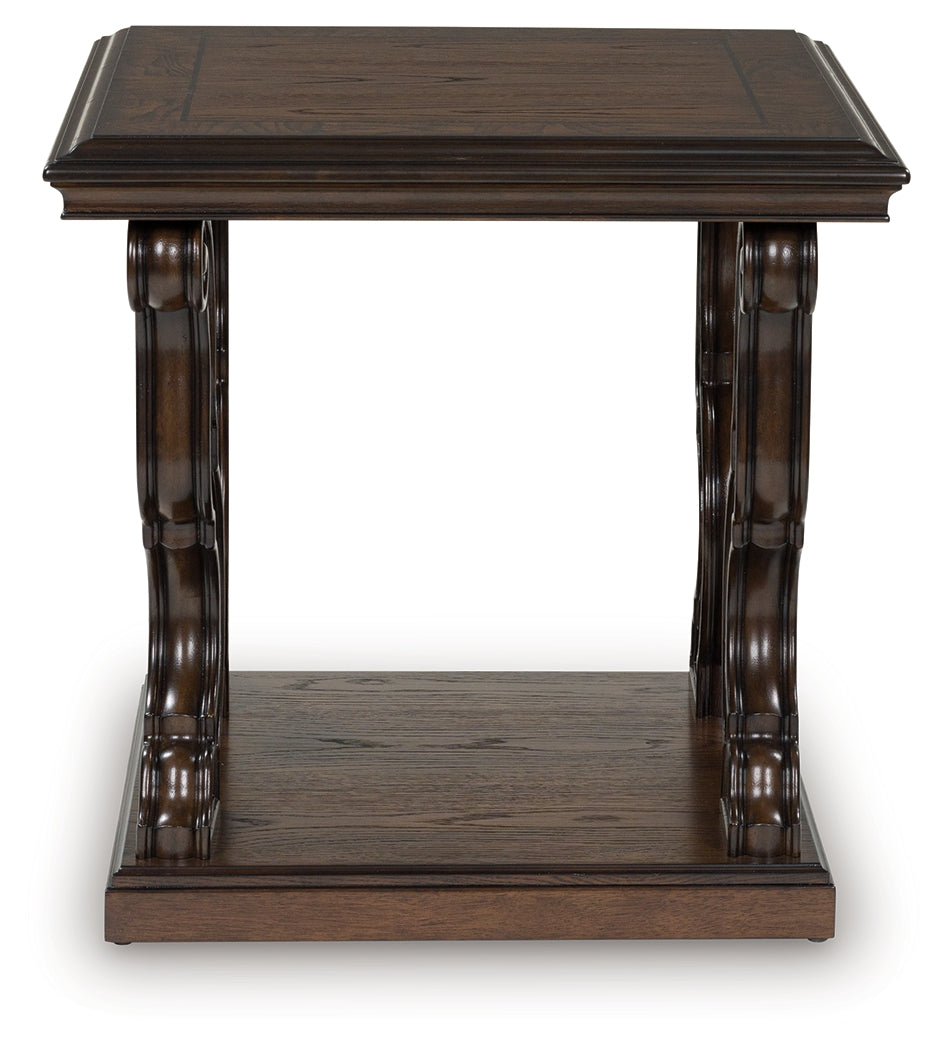 Maylee dark brown end table head-on front view