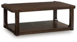 Breckington Coffee Table side view with casters