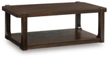 Breckington Dark Brown Coffee Table angled view