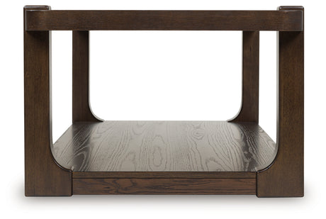 Breckington Coffee Table lower shelf with decor