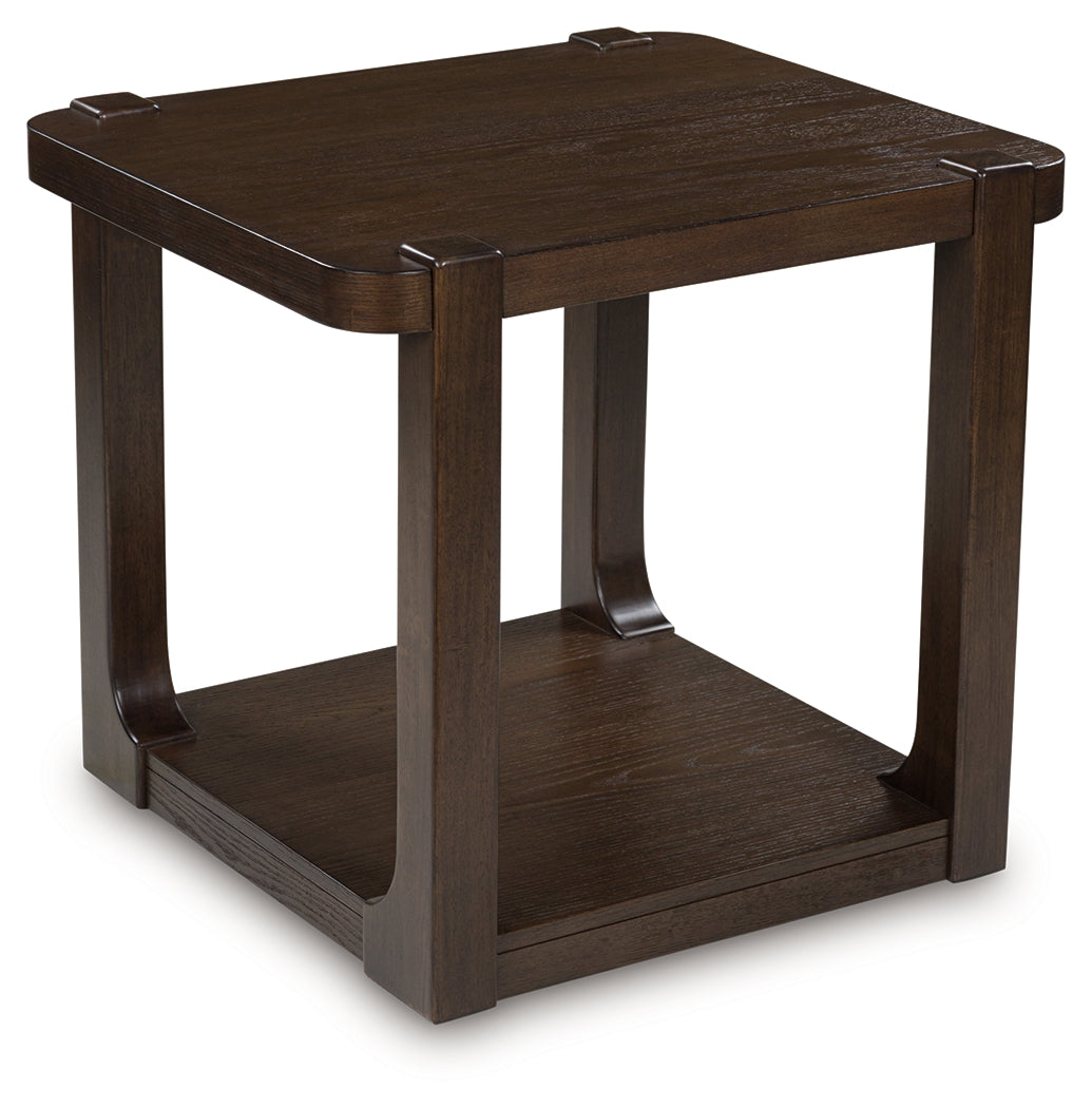 Breckington Dark Brown End Table front view with doors closed