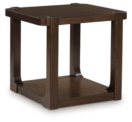 Breckington Dark Brown End Table front view with doors closed