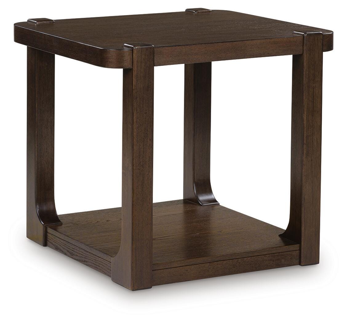 Breckington Dark Brown End Table angled view