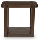 Breckington Dark Brown End Table front view with doors closed