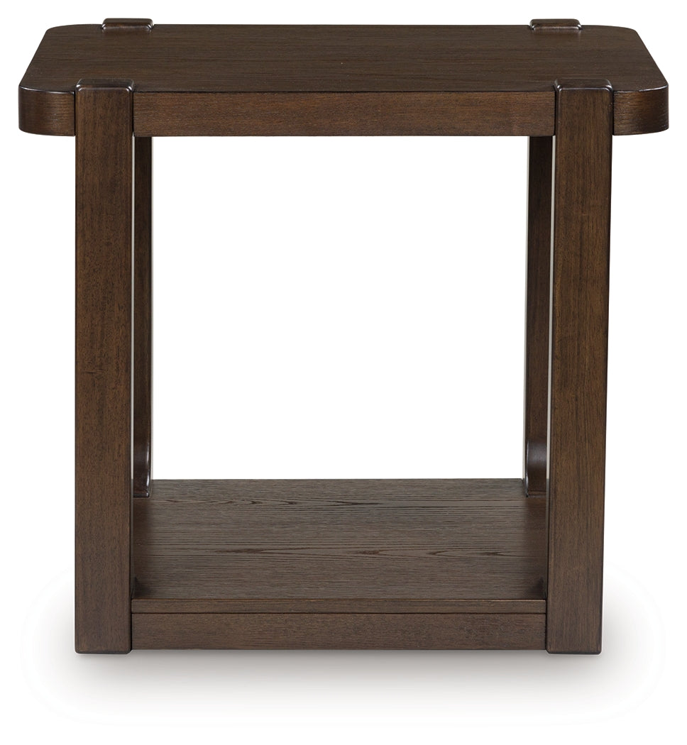 Breckington Dark Brown End Table front view with doors closed