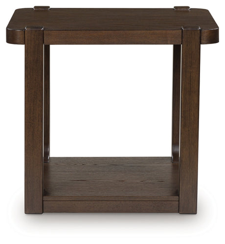 Breckington Dark Brown End Table front view with doors closed