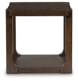 Breckington Dark Brown End Table front view with doors closed