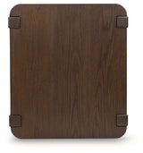 Breckington Dark Brown End Table front view with doors closed