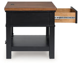 Wildenauer End Table top view showing butcher block veneer