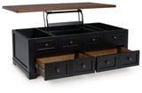 Wildenauer coffee table side angle lift-top opened view