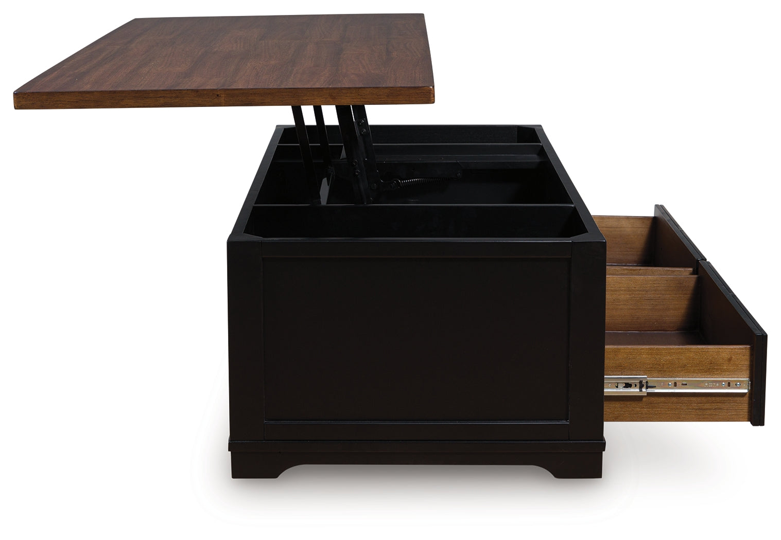 Wildenauer coffee table side profile lift-top open