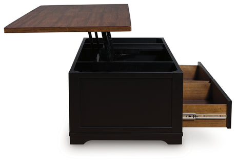 Wildenauer coffee table side profile lift-top open