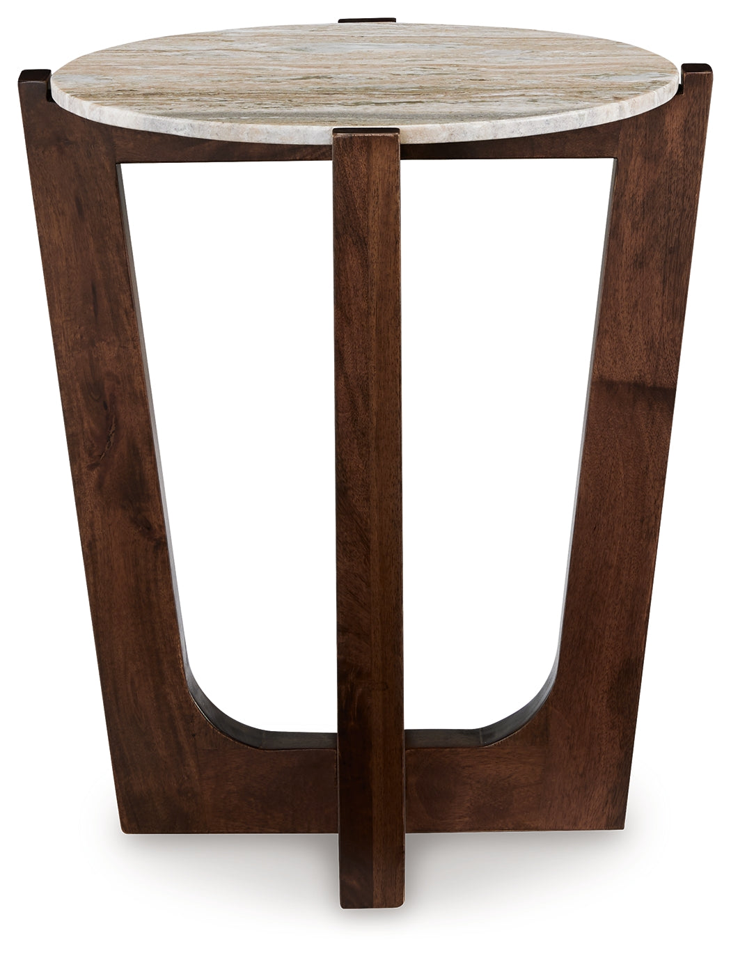 Close-up view of marble top on Tanidore coffee table