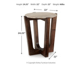 Tanidore warm brown coffee table with marble top and two matching end tables