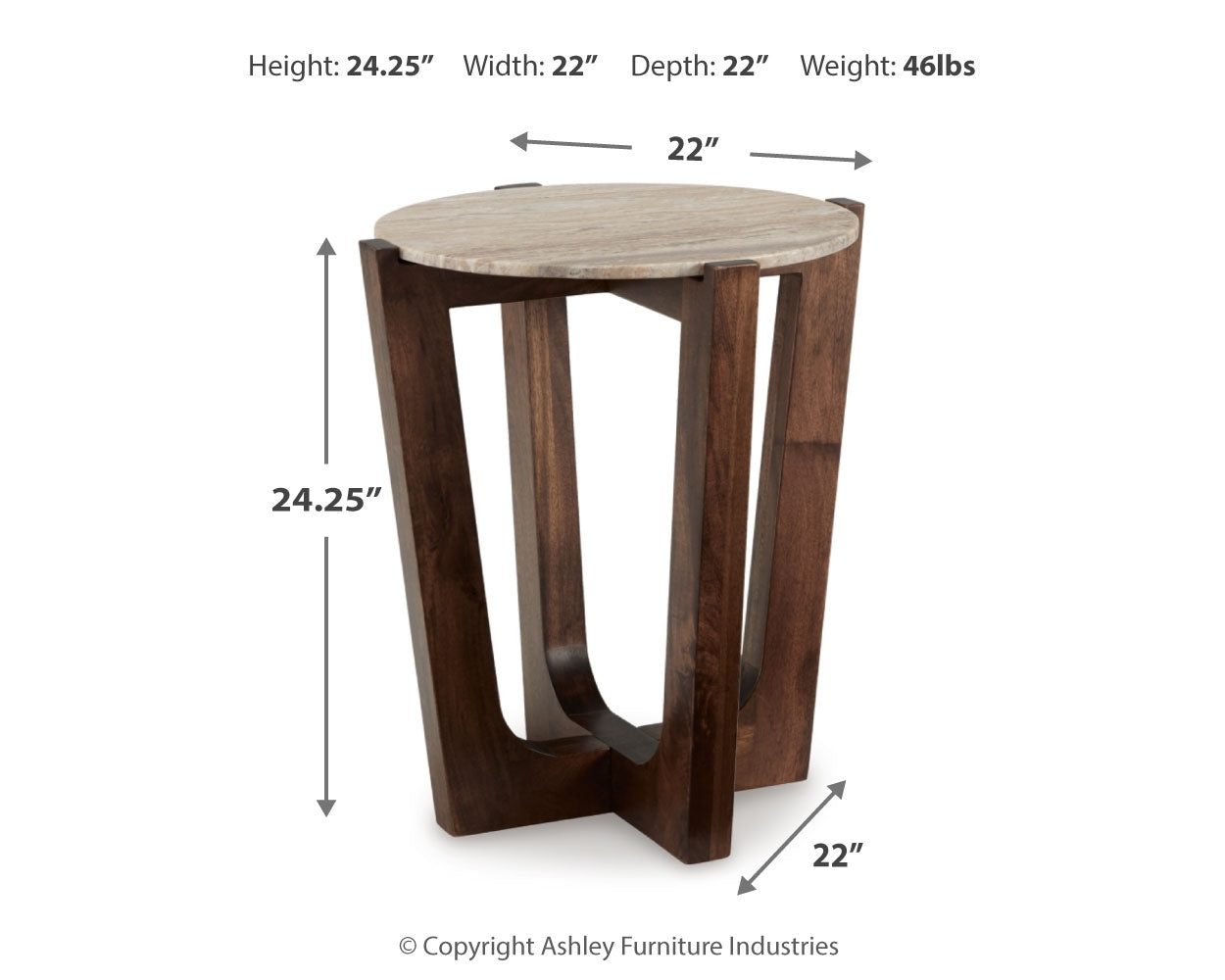 Tanidore warm brown coffee table and end table set view from above
