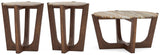 End table from the Tanidore set showing marble top and wood frame
