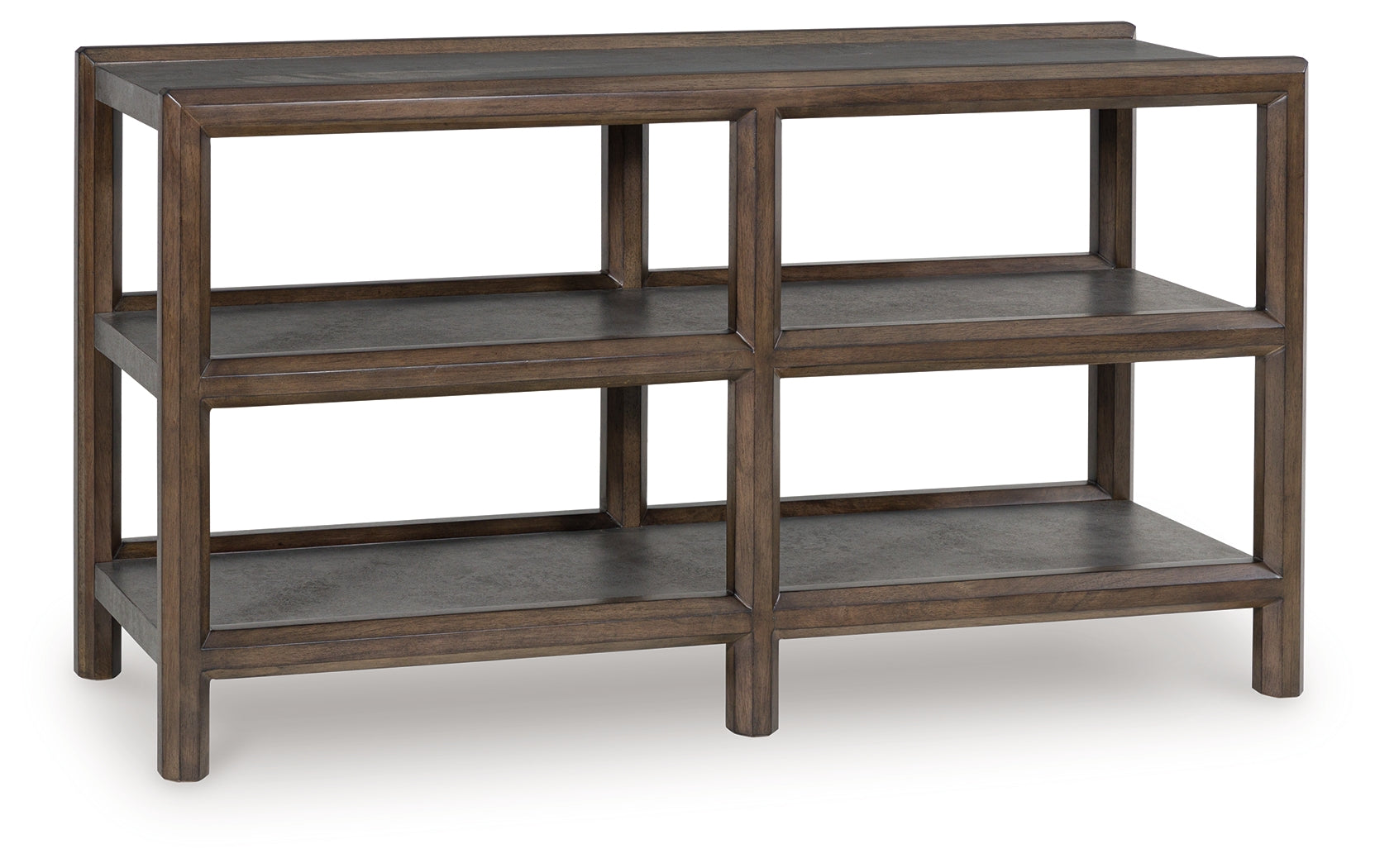 Kallenny Sofa Table front view showing two open shelves