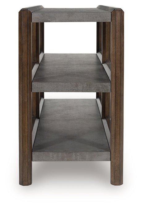 Top view of Kallenny Sofa Table showing faux cement finish