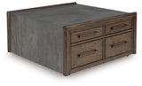 Kallenny Coffee Table side view with drawers open
