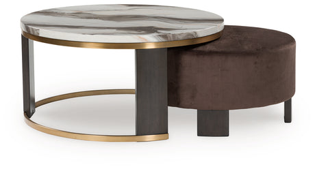 Jazmore nesting coffee table set, head-on outdoor angle