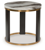 Jazmore brown brass finish end table front angle