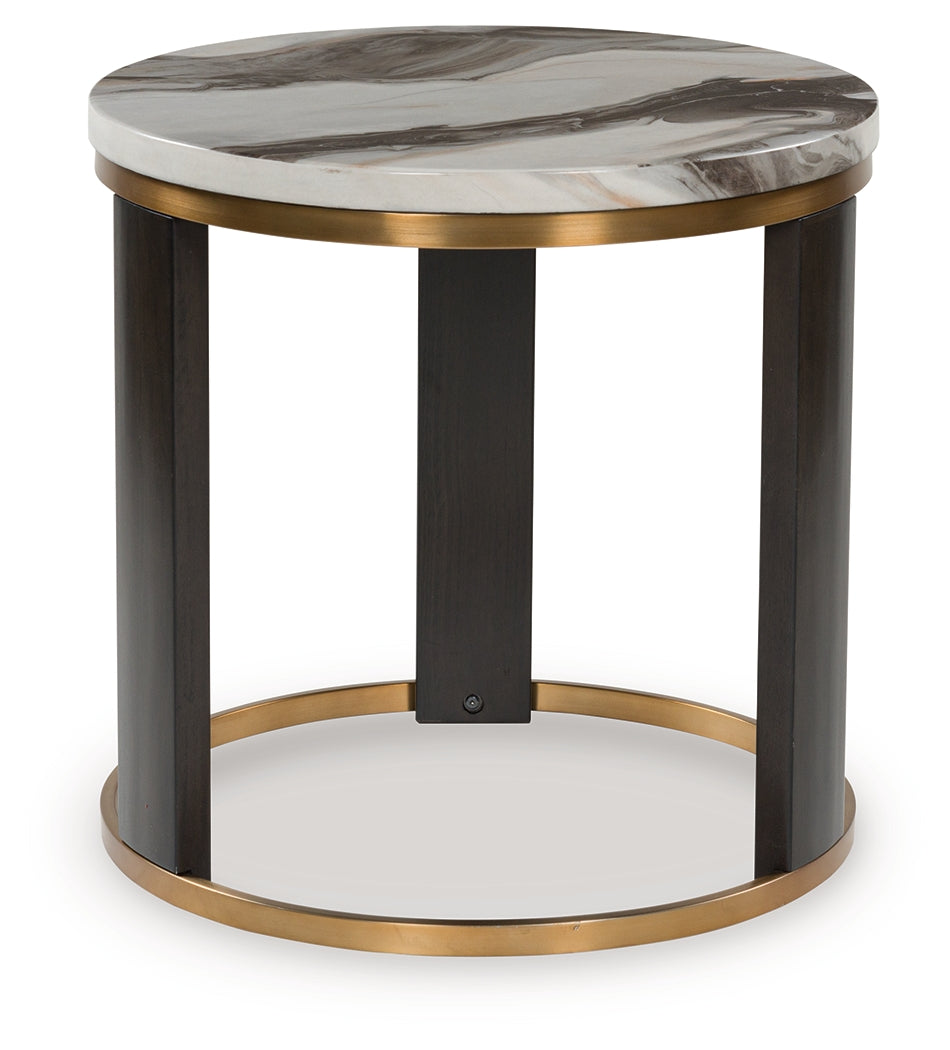 Jazmore brown brass finish end table front angle