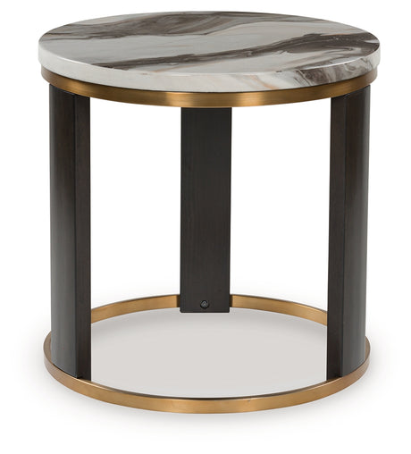 Jazmore brown brass finish end table front angle