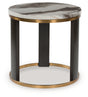 Jazmore brown brass finish end table front angle