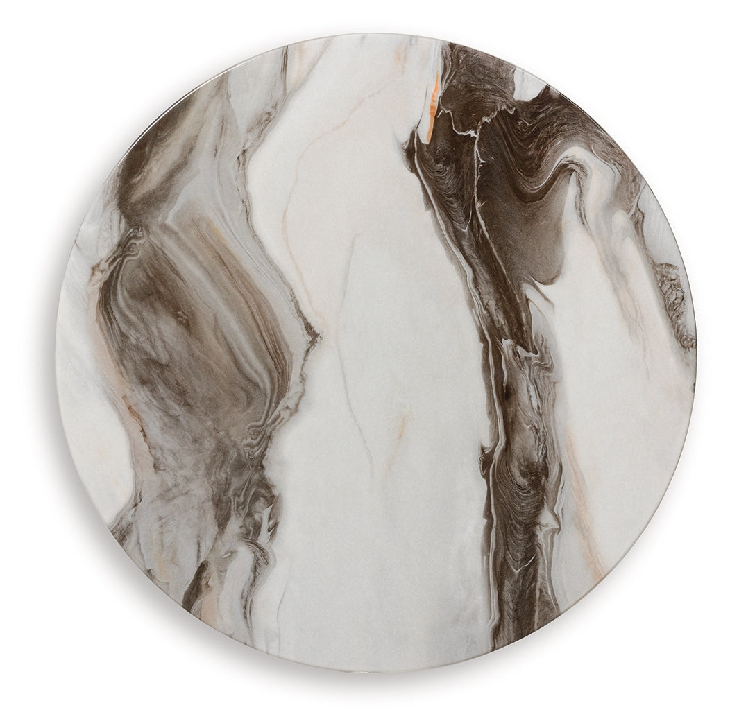 Jazmore end table top view showing marble-patterned surface