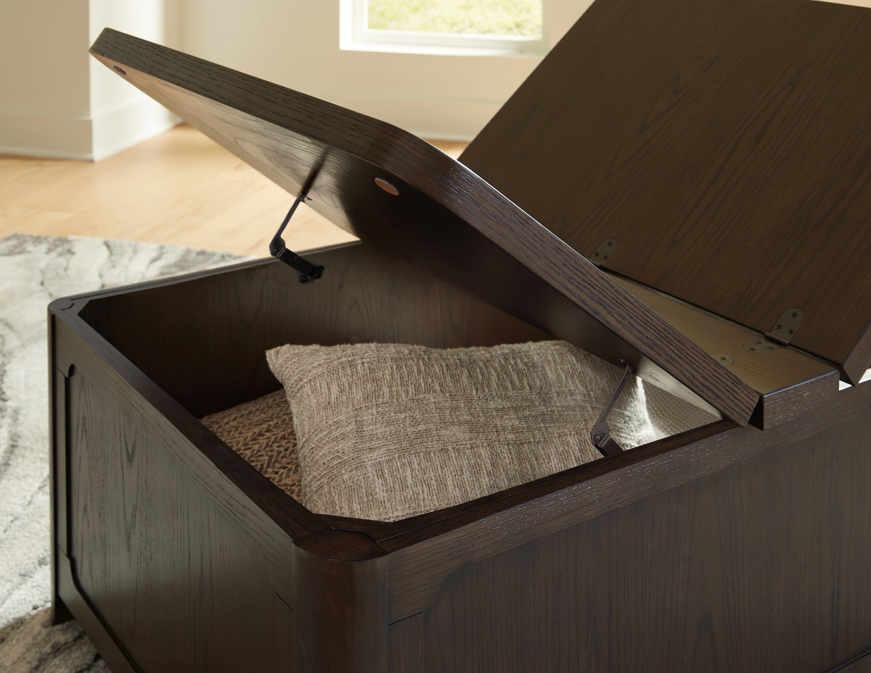 Close-up of storage area inside Breckington Coffee Table