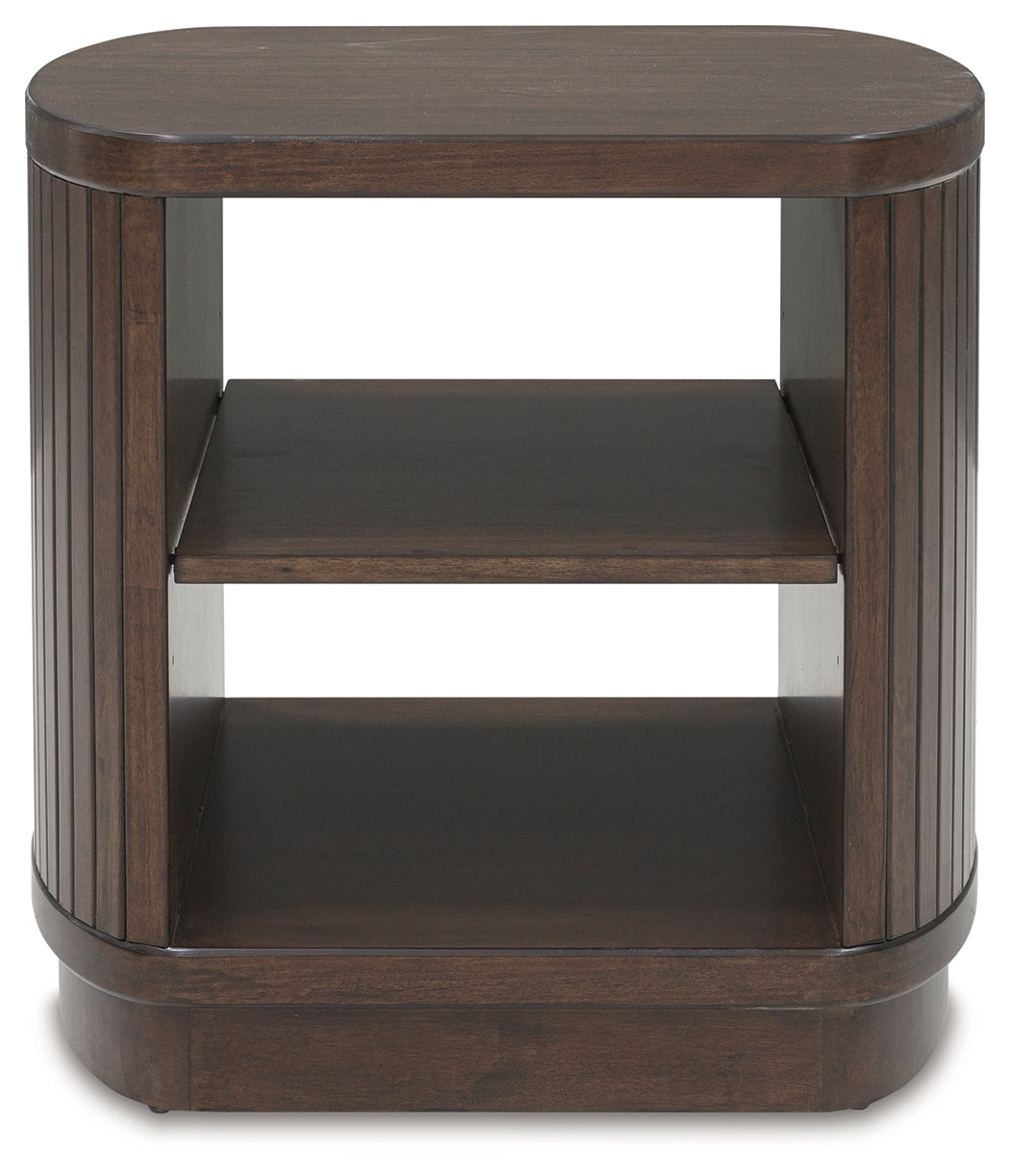 Korestone dark brown coffee table set with two matching end tables