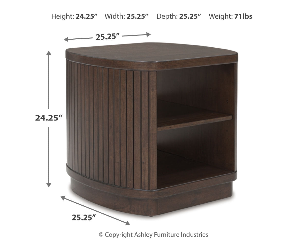 Korestone dark brown coffee table and end table set with reeded bases