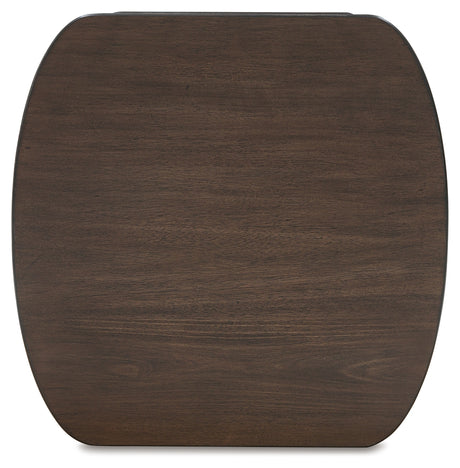 Korestone dark brown round end table front view