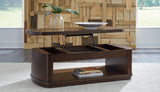 Korestone dark brown coffee table and end table set with reeded bases
