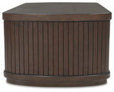 Korestone dark brown coffee table and end table set with reeded bases