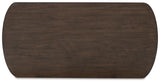 Korestone dark brown coffee table and end table set with reeded bases