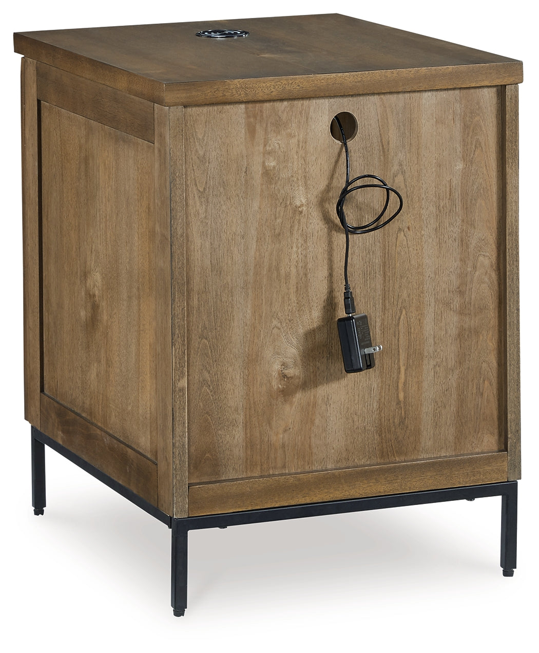 Close-up of door and hardware on Torlanta Chairside End Table