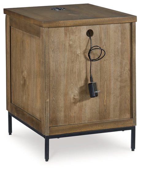 Close-up of door and hardware on Torlanta Chairside End Table