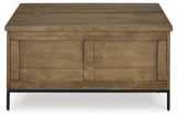 End table front view with medium brown finish