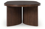 Korestone dark brown coffee table set with two matching end tables