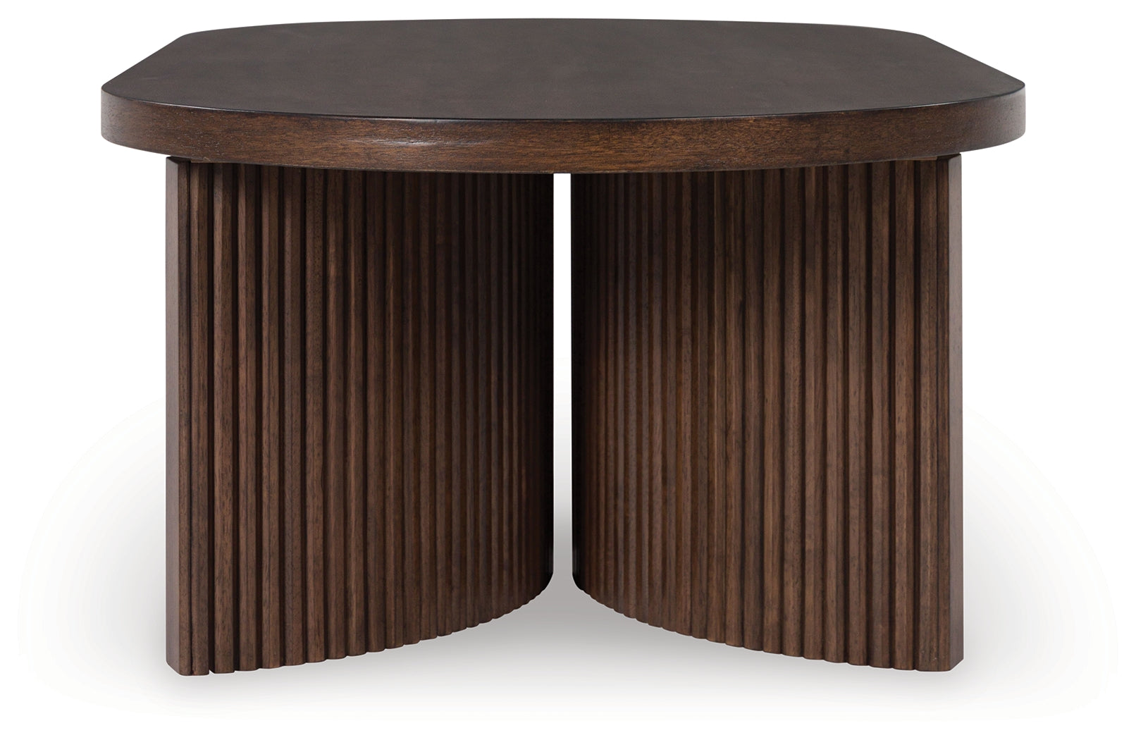 Detail of reeded base design on coffee table