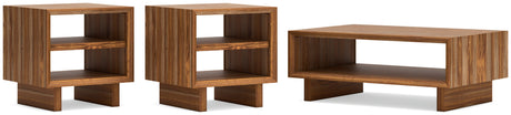 Dressonni coffee table side angle showing simple shelving