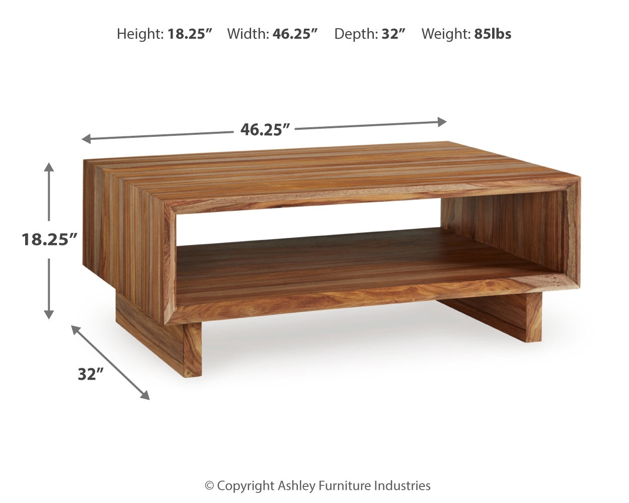 Dressonni coffee table top view showing wood grain