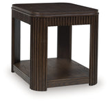Carlibrie end table angled side view showing fluted details