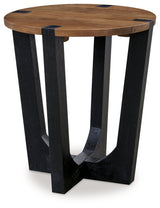 Hanneforth end table front angle with two-tone finish