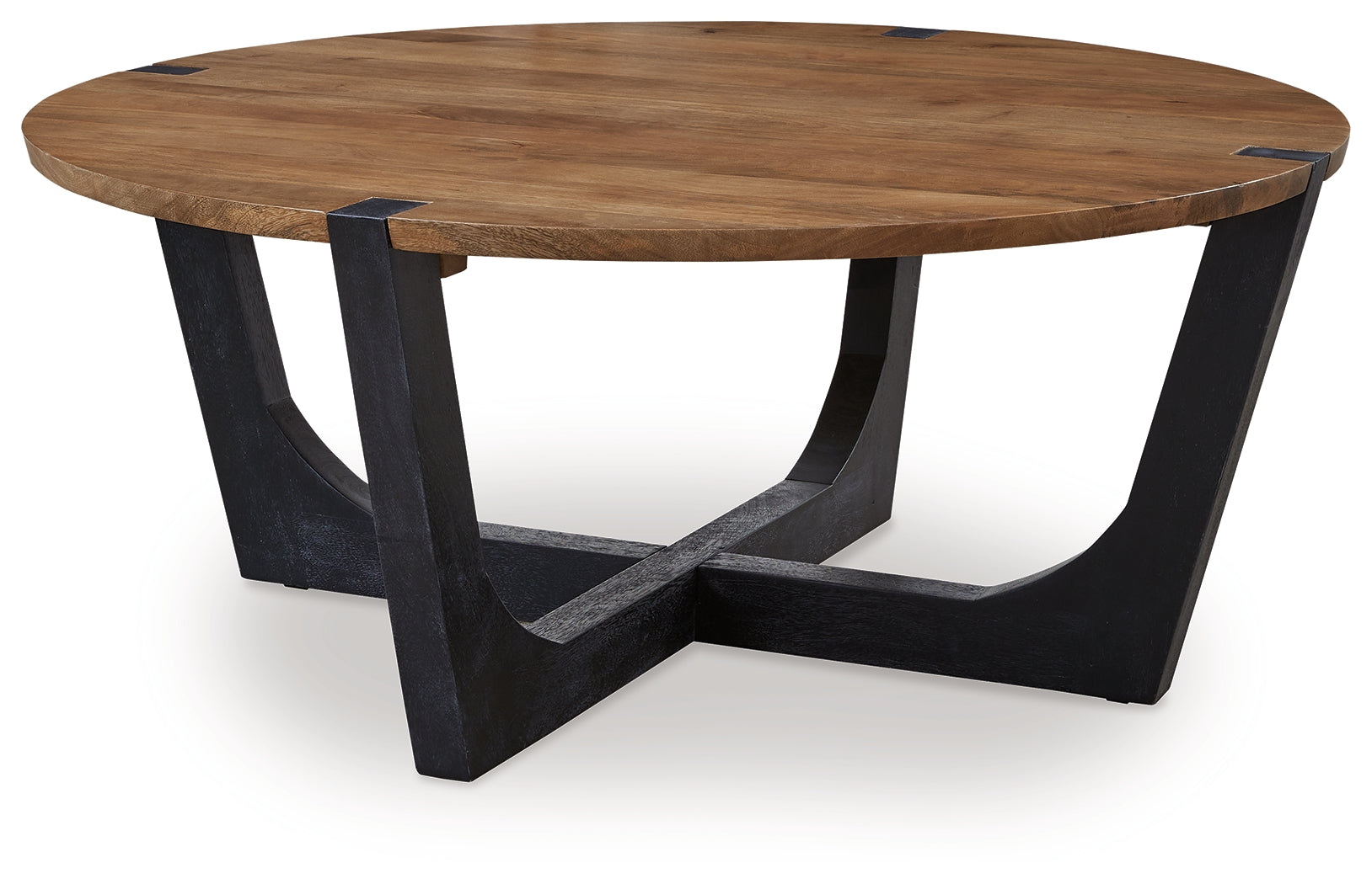 Hanneforth brown and black mango wood end table front angle