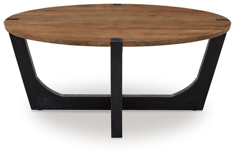 Hanneforth Coffee Table top view showing round tabletop