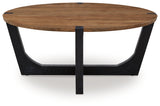 Hanneforth brown and black mango wood coffee table top view