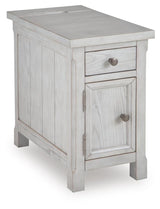 Robbinsdale Antique White Chairside End Table angled view