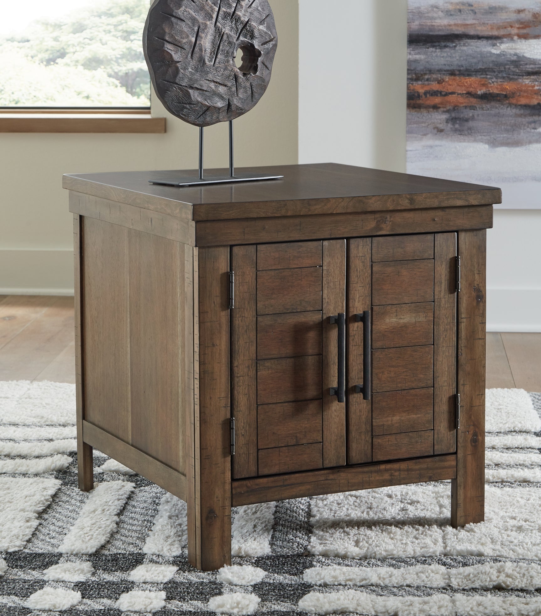 Moriville grayish brown coffee table with 2 end tables